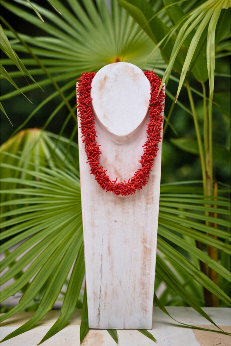 Handmade Coral Glass Bead Necklace
