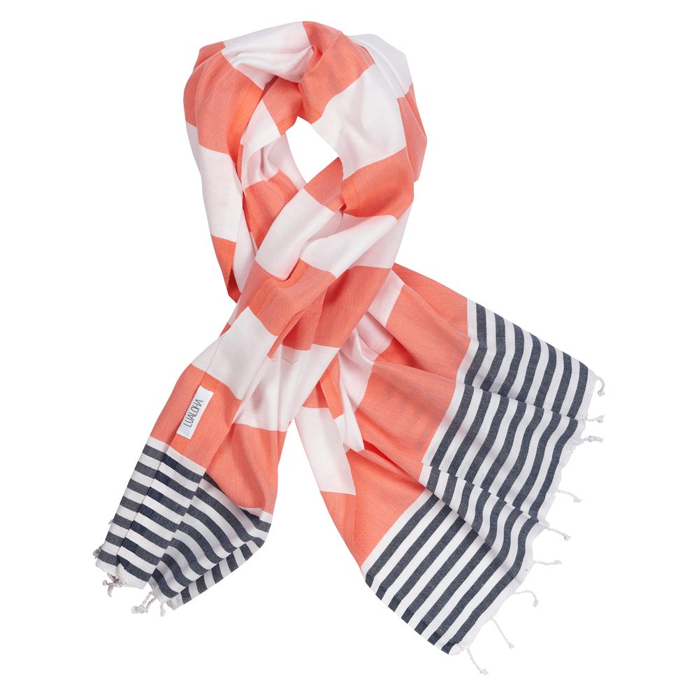 Striped Goodness Coral & Navy